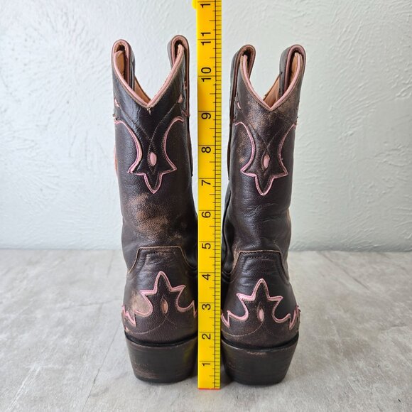 Old Gringo Western Boots 7.5 Brown Pink Distressed Pointed Toe Cowgirl Midcalf - Picture 4 of 12